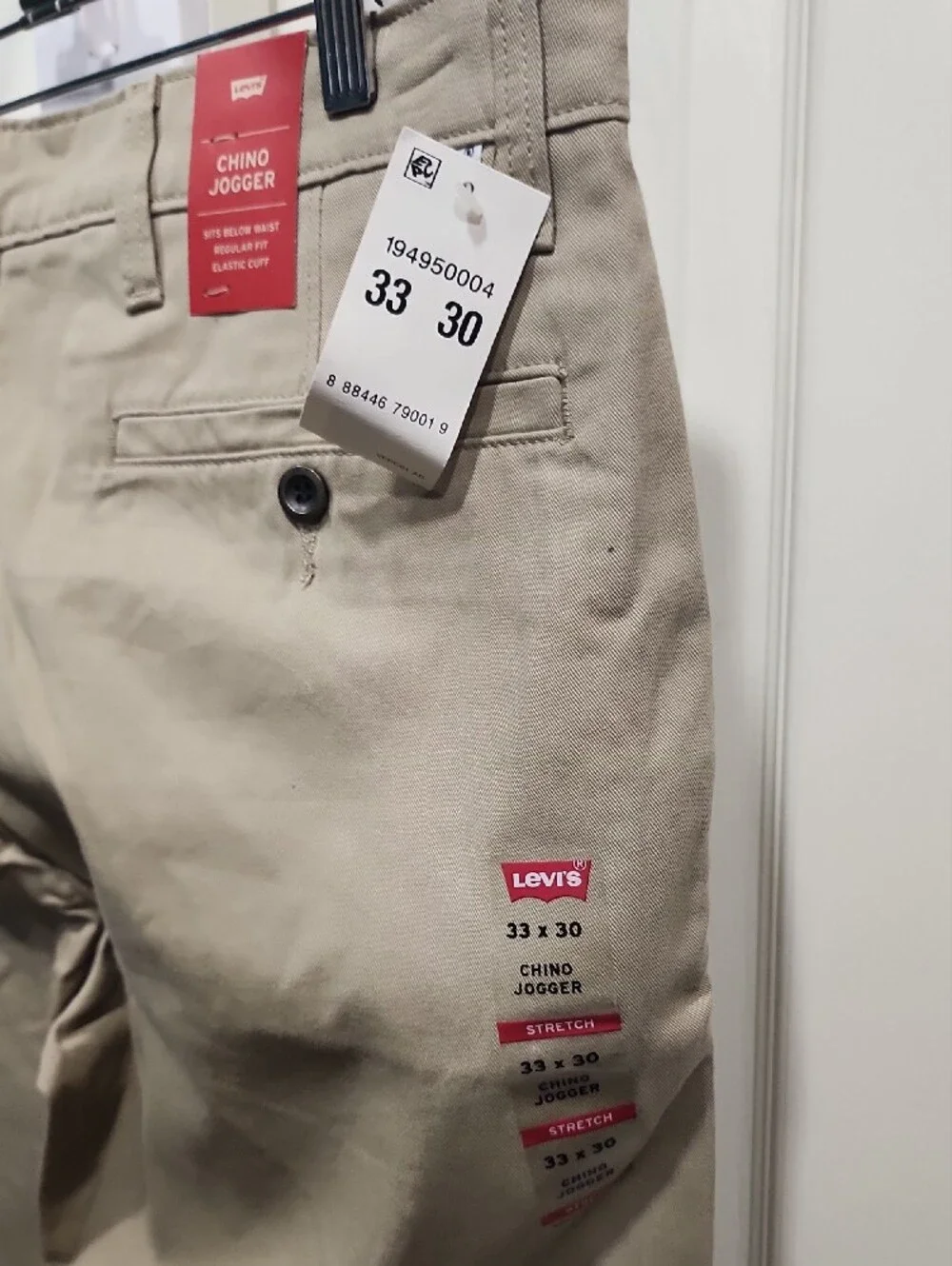 Levi's Men’s Khaki Stretch Chino Jogger Pants 33x30